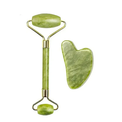 NutriNature™ Jade Gua Sha & Facial Roller — 100% Natural Stone