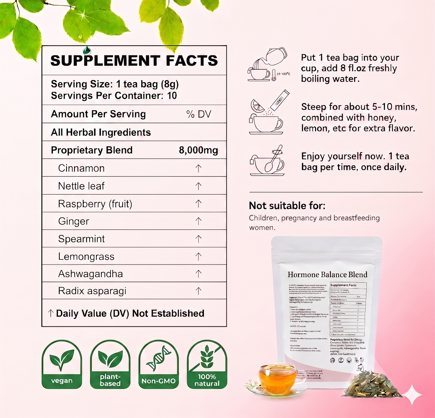 NutriNature Hormone Balance Blend — 8-Herb Wellness Tea