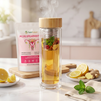 NutriNature™ Wellness Tea Tumbler — Double-Wall Glass with Bamboo Lid & Infuser